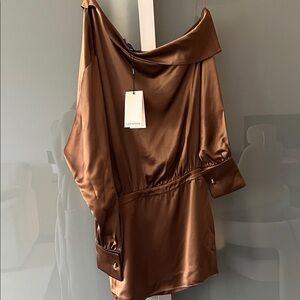 Retrofete Brown Satin Mini Dress